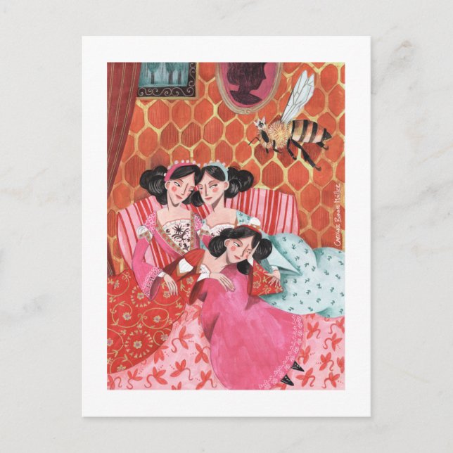Folktale Fairytale | The Queen Bee | Pink Holiday Postcard (Front)