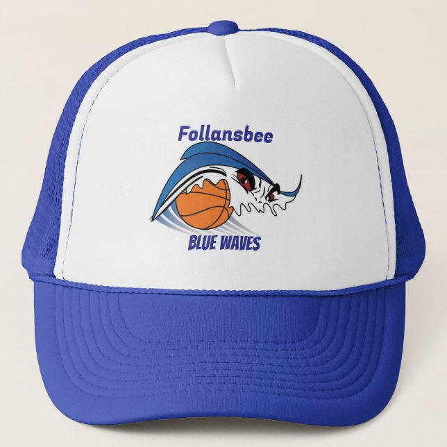 Follansbee Blue Waves Basketball  Trucker Hat (Front)