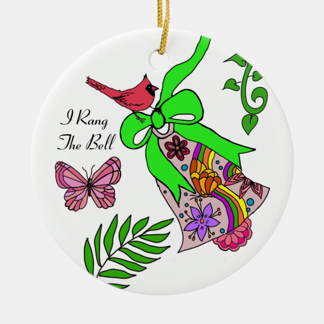 Follicular lymphoma bell ribbon   ceramic ornament (Front)