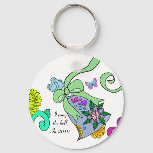 Follicular lymphoma ribbon bell key ring