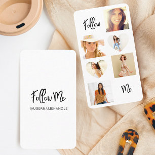 Follow Me 6 Instagram Photo Collage Social Media Business Card