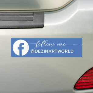 Follow Me Facebook Social Media Page Black White Bumper Sticker