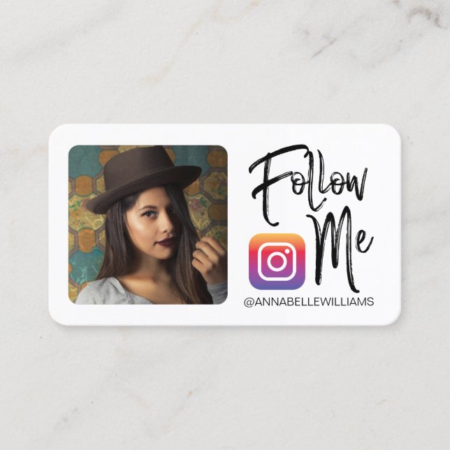 Follow Me Instagram Photo Social Media  Business Card (Front)
