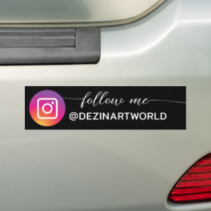 Follow Me Instagram Social Media Page Black White Bumper Sticker