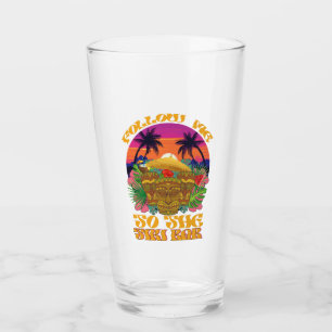 Follow Me To The Tiki Bar Hawaiian Luau Party Glass
