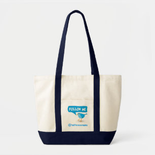 Follow Me Twitter Blue Bird Impulse Tote Bags