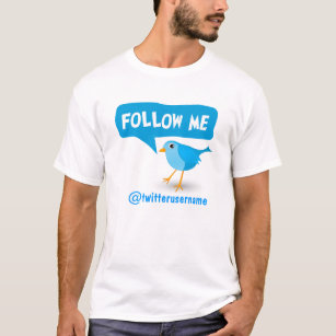 Follow Me Twitter Cute Little Cartoon Blue Bird T-Shirt