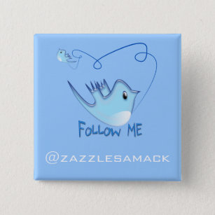 Follow ME Twitter  Gifts and Swirls T-shirts 15 Cm Square Badge
