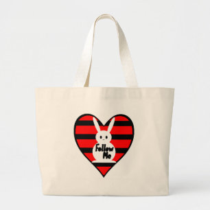 Follow Me White Rabbit Large Tote Bag