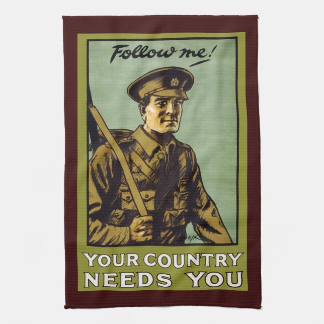 Follow Me! ~ Your Country Needs You Tea Towel (Vertical)