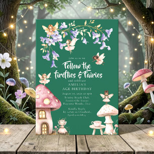 Follow the Fireflies Fairies Enchanted Forest  Invitation