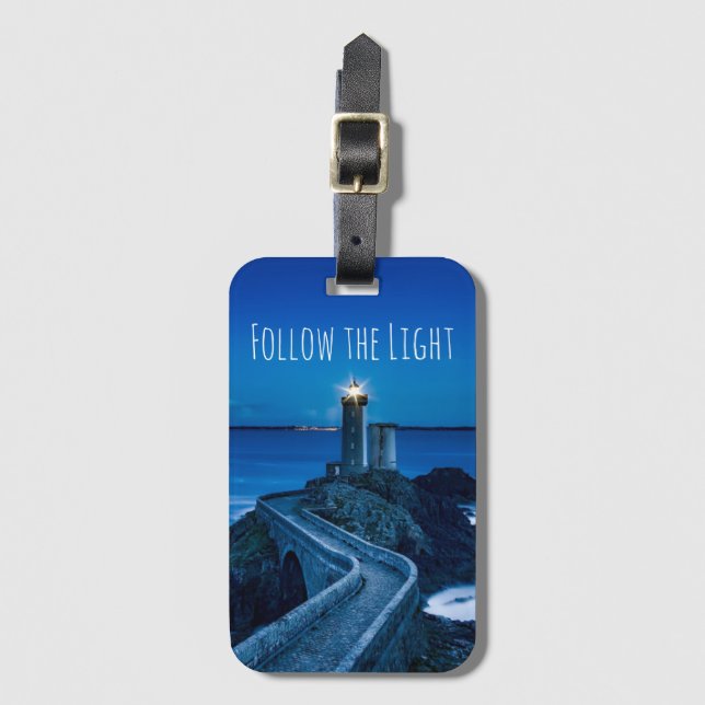 Follow the Light Lighthouse Luggage Tag (Front Vertical)