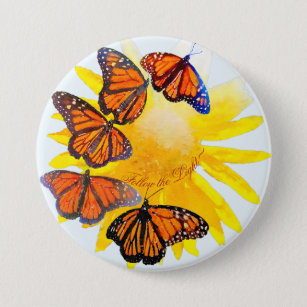 Follow The Light Watercolor Monarch Butterflies 7.5 Cm Round Badge