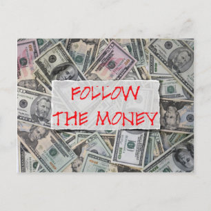 follow the money postcard