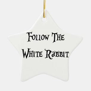 Follow the White Rabbit Alice Ceramic Ornament