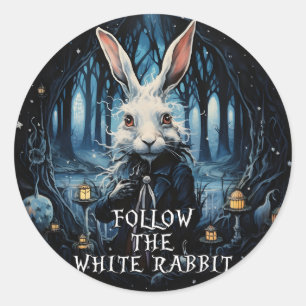 Follow the White Rabbit Alice in Wonderland Classic Round Sticker