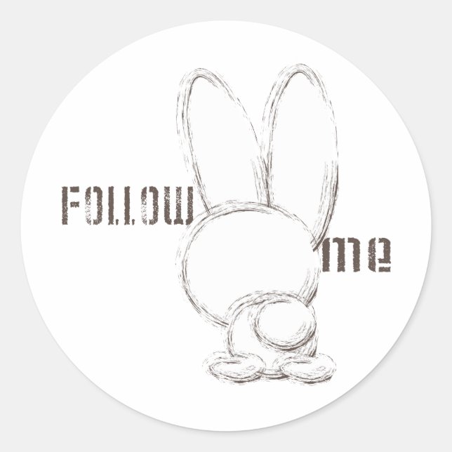 follow the white rabbit classic round sticker (Front)