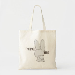follow the white rabbit tote bag