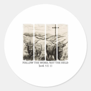 Follow The Word Not The Herd Western Christian Jes Classic Round Sticker