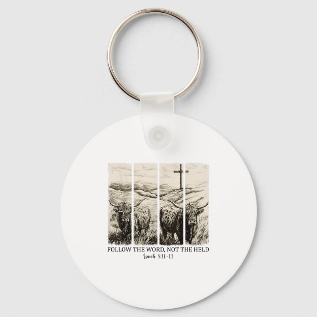 Follow The Word Not The Herd Western Christian Jes Key Ring (Front)