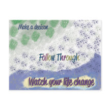 "Follow Through" inspirational postcard