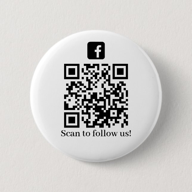 Follow us Business QR code 6 Cm Round Badge (Front)