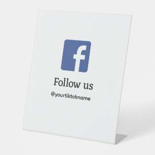 follow us facebook username social media add QR  Pedestal Sign