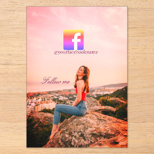 follow us facebook username social media photo acrylic invitations