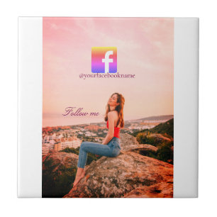 follow us facebook username social media photo  ceramic tile