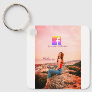 follow us facebook username social media photo key ring