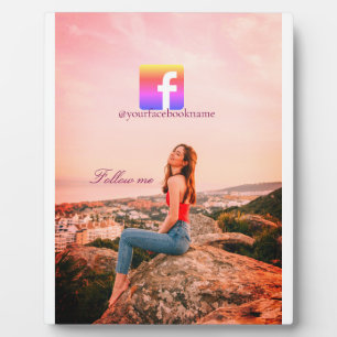 follow us facebook username social media photo  plaque