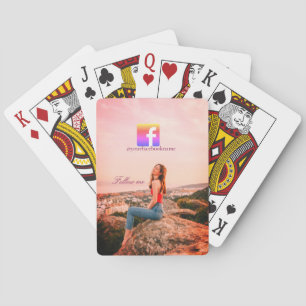 follow us facebook username social media photo playing cards