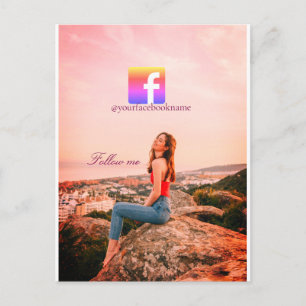 follow us facebook username social media photo postcard