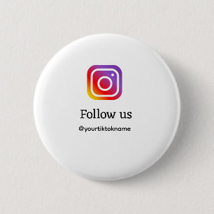 follow us Instagram username social media add QR  6 Cm Round Badge