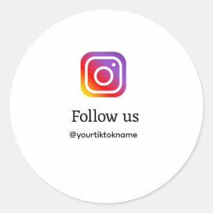 follow us Instagram username social media add QR  Classic Round Sticker