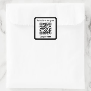 Follow Us on Instagram Black and White QR Code Square Sticker