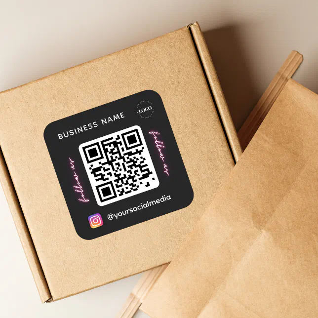 Follow Us on Instagram QR Code Social Media Logo Square Sticker | Zazzle