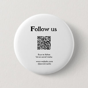 Follow us on social media scan QR code to follow  6 Cm Round Badge