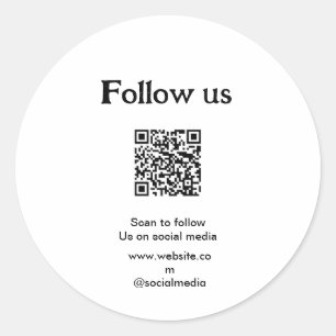 Follow us on social media scan QR code to follow Classic Round Sticker