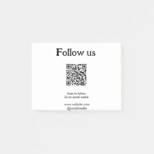 Follow us on social media scan QR code to follow  Post-it Notes