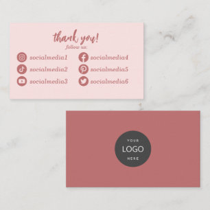 Follow us on Social Media Thank You Business Card
