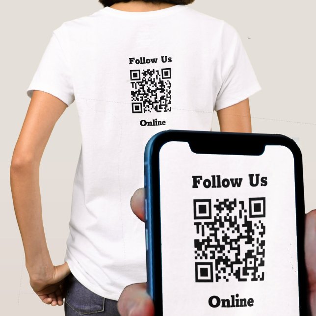 Follow Us Online Message with QR Code T-Shirt (Creator Uploaded)