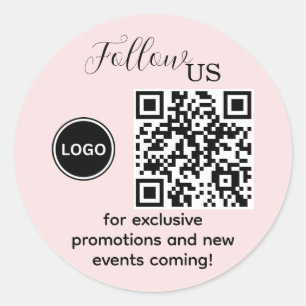 Follow Us Pink Blush Classic Round Sticker