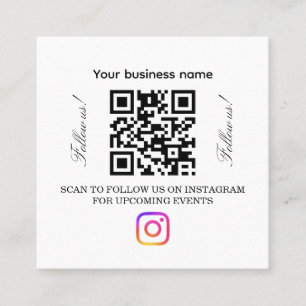 Follow Us QR Code Sign Instagram Follow Barber Square Business Card
