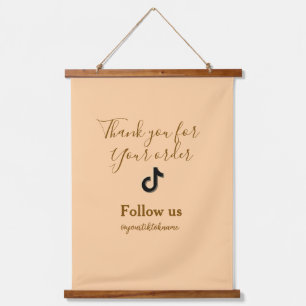 follow us tiktok username social media add QR text Hanging Tapestry