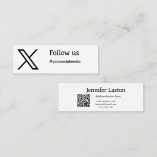 follow us twitter X username social media add QR  Mini Business Card