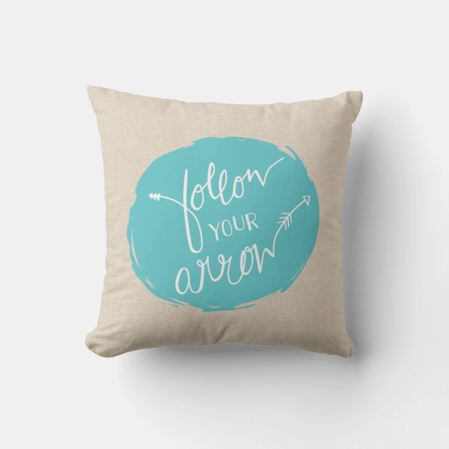 Follow Your Arrow Throw Pillow | {Teal & Burlap} (Front)