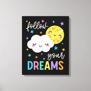 Follow Your Dreams Cloud & Moon Canvas Print