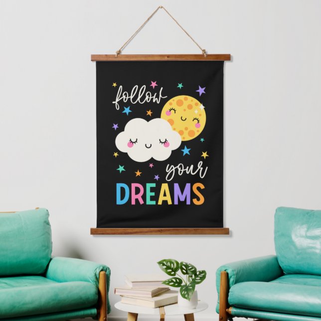 Follow Your Dreams | Cloud & Moon Hanging Tapestry (Living Room)