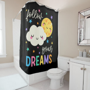 Follow Your Dreams Cloud & Moon Shower Curtain